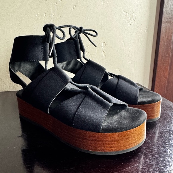 Kelsi Dagger Brooklyn Decatur Platform Sandals in Black Stretch - Picture 4 of 8